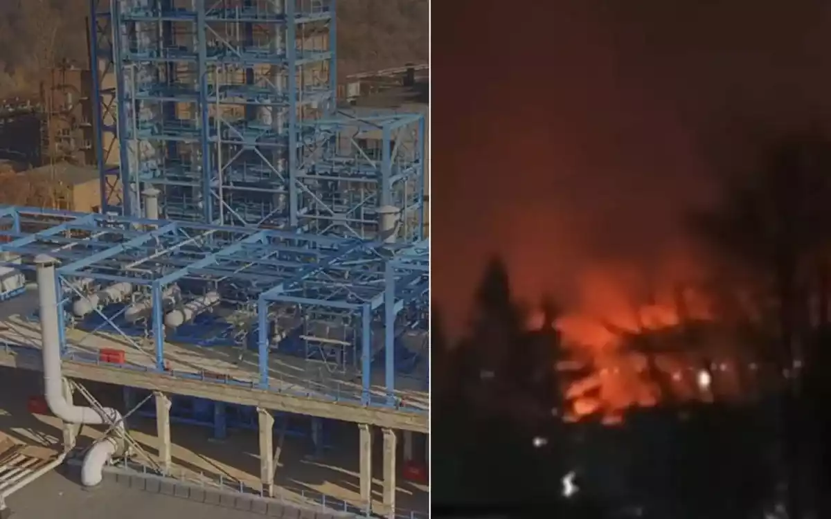 ウクライナがドローンを攻撃、ロシアのゴム工場が火災に。